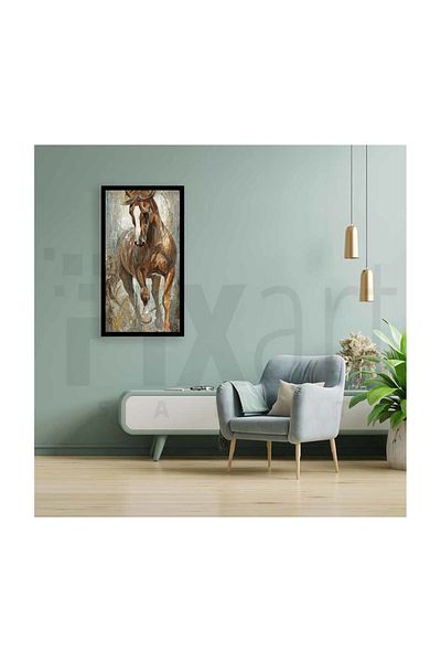 pixartsanat Strong Horse Pixart Art Diamond Mosaic Painting Diamond Turkey 37*69