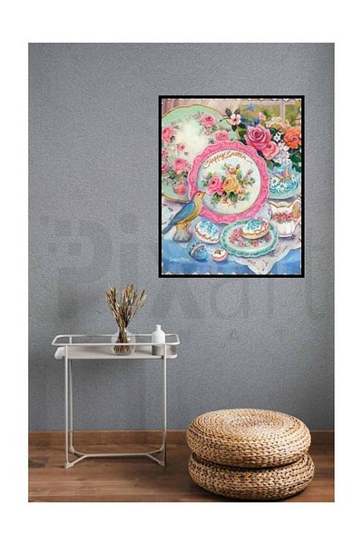 pixartsanat Floral Plate Set Pixart Art Diamond Mosaic Painting Diamond Türkiye 46*56
