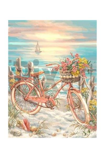 pixartsanat Pink Bicycle Pixart Art Diamond Mosaic Painting Diamond Turkey 43*58