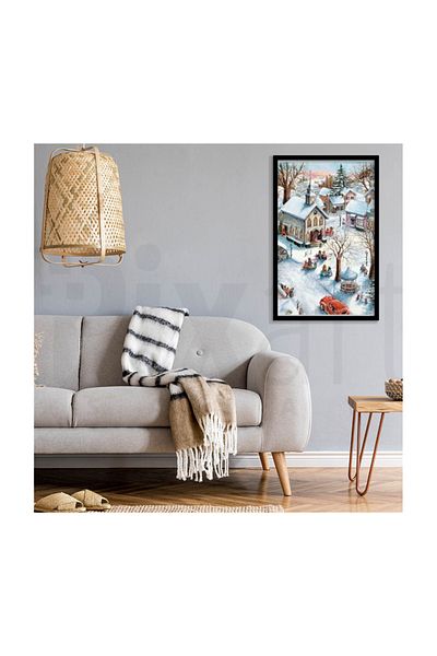 pixartsanat Colorful Cute Town Winter Pixart Diamond Mosaic Painting Diamond Turkey Art 46*66