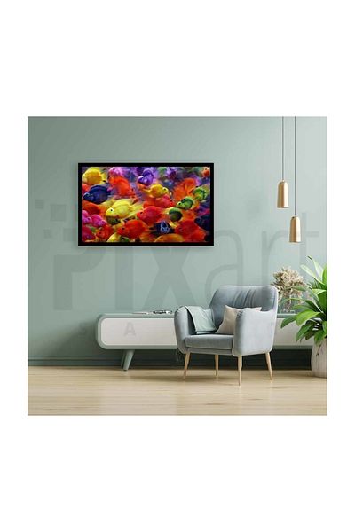 pixartsanat Fish in Neon Colors Pixart Art Diamond Mosaic Painting Diamond Turkey 82*52