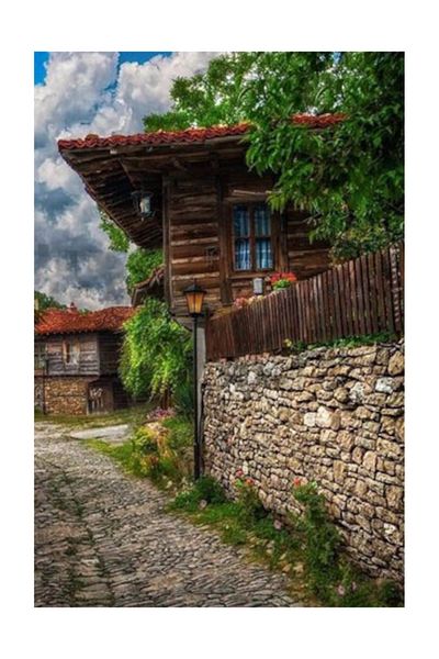 pixartsanat Stone Wall And Wooden House Pixart Art Diamond Mosaic Painting Diamond Türkiye 40*60