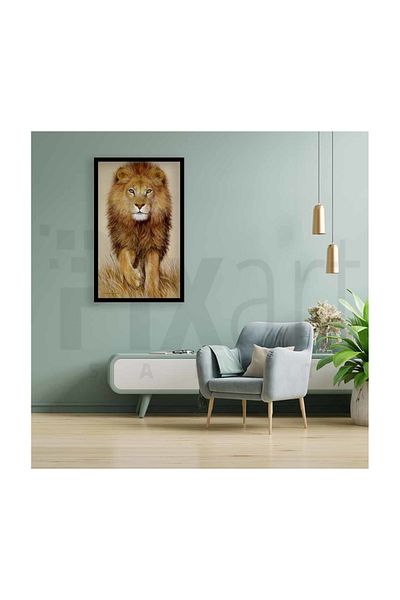 pixartsanat Lion with Gour Mane Pixart Art Diamond Mosic Painting Daimond Türkiye 32*53