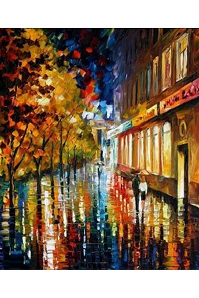 pixartsanat Leonid Afremov Uninhabited Street Pixart - Diamond Mosaic Diamond Painting 45*55