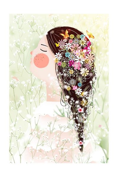 pixartsanat Woman with Flower Hair Pixart Art Diamond Mosaic Painting Diamond Turkey 37*69
