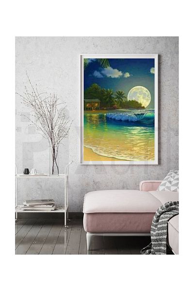 pixartsanat Full Moon Landscape Pixart Art Diamond Mosaic Painting Diamond Turkey 35*50