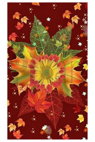 pixartsanat Pixart Art - Autumn Themed Leaf Dress Mosaic Painting, Diamond - Turkey 45*78