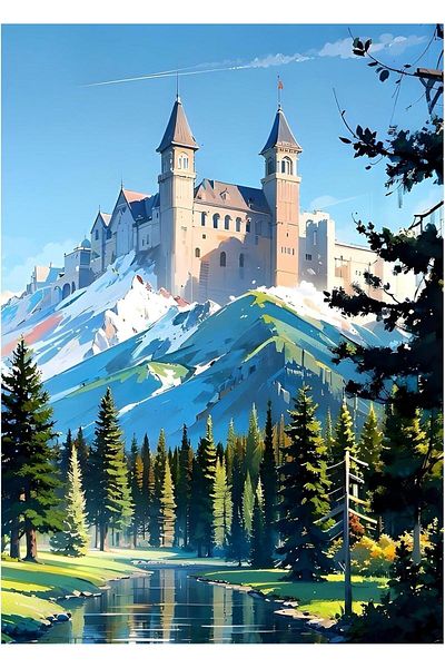pixartsanat Castle Pixart Art Diamond Mosaic Painting Diamond Turkey 30X40