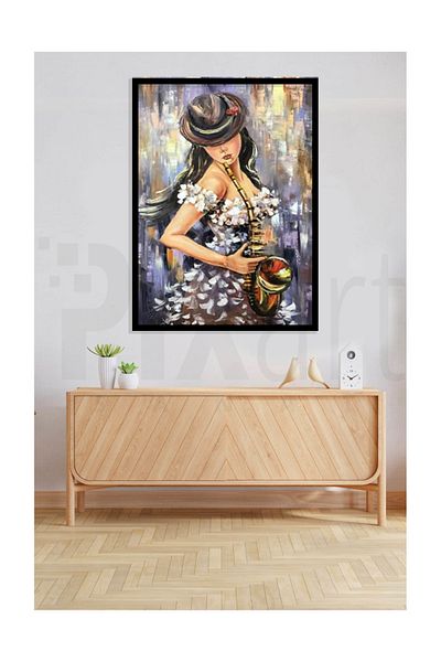 pixartsanat Saxophone And Girl Pixart Art Diamond Mosaic Painting Diamond Turkey 48*69