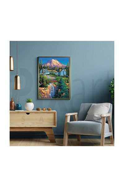 pixartsanat Peaceful Village in Nature Pixart Art 58*74