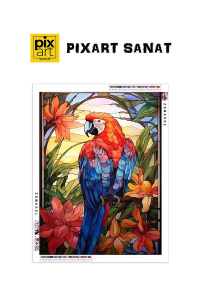 pixartsanat Beautiful Furry Parrot 40X50 Pixart Art Diamond Mosaic Painting Diamond Turkey