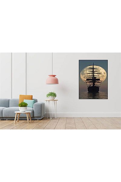 pixartsanat Sailing Ship And Moon Pixart Art Diamond Mosaic Painting Diamond Türkiye 37*69