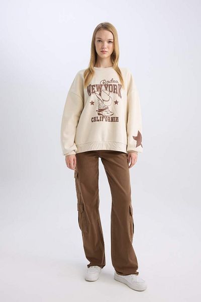 DeFacto Women's Sweat D5306Ax/Er42 Lt.Stone