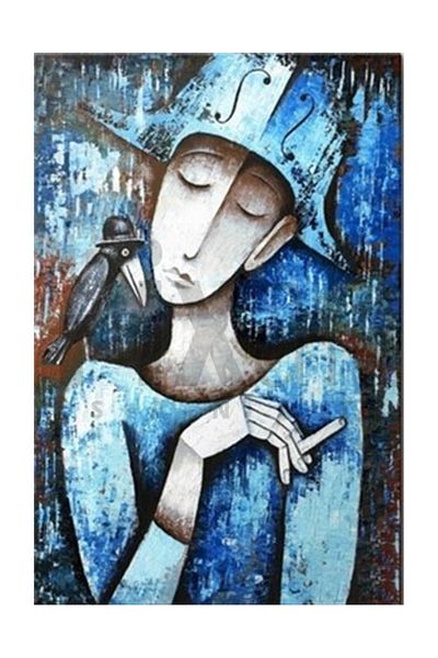 pixartsanat Blue Woman Pixart Art Diamond Mosaic Painting Diamond Turkey 43*66