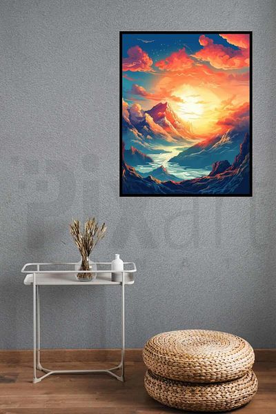 pixartsanat Mountains Sunrise 30*40 Pixart Art Diamond Mosaic Painting Diamond Turkey