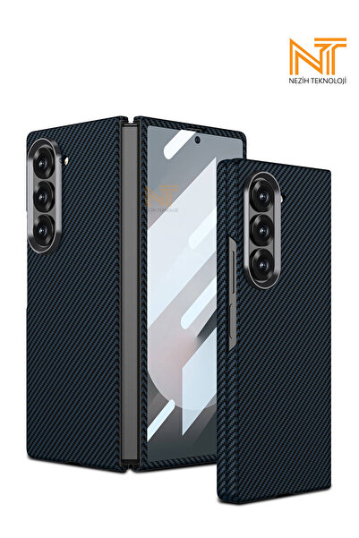 Samsung Galaxy Z Fold 6 Compatible Camera Shielded Carbon Fiber Design Protective Luxury Cover Case