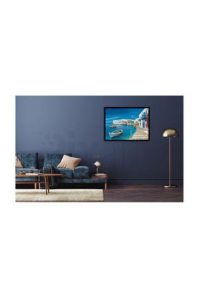 pixartsanat Mykonos Houses on the Shores Pixart Art Diamond Mosaic Painting Diamond Turkey 65*50