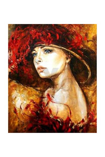 pixartsanat Red Woman Pixart Art Diamond Mosaic Painting Diamond Türkiye 41*51