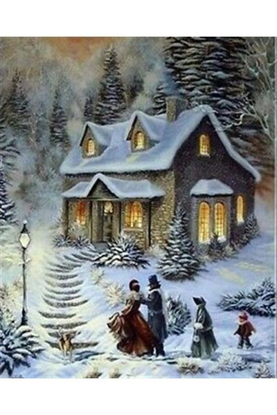 pixartsanat Cute Family And Her Houses Pixart Art Diamond Mosaic Painting Diamond Türkiye 43*53