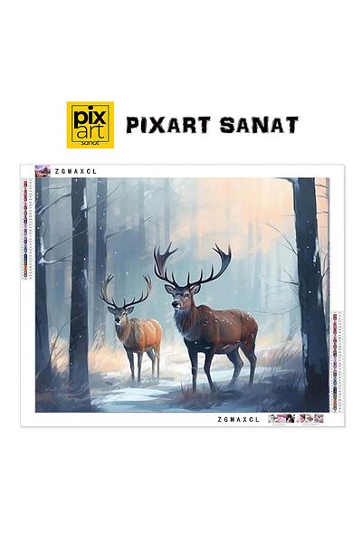 pixartsanat Rhine Deers 30x40 PixArt Art Diamond Mosaic Painting Diamond Turkey