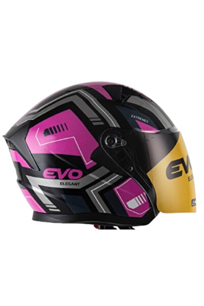 güçlü bisikletmotosiklet Çenesiz Yarım Kask Güneş Vizörlü Şeffaf Cam Parlak S...