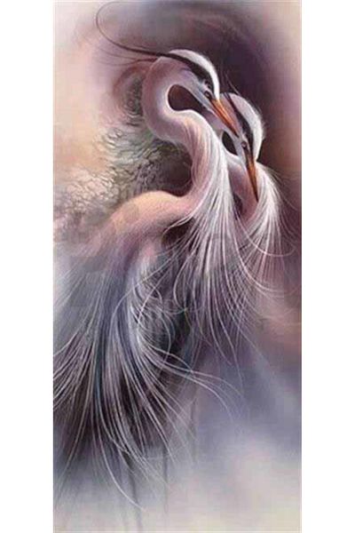 pixartsanat Pair of White Storks Pixart Art Diamond Mosaic Painting Diamond Turkey 32*66