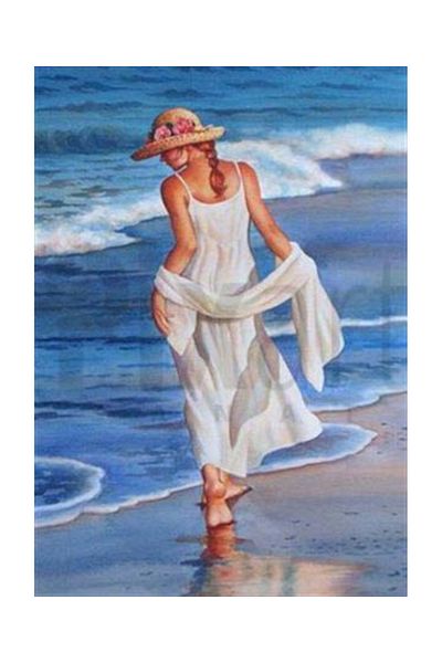 pixartsanat Girl in White Dress Pixart Art Diamond Mosaic Painting Diamond Turkey 36*58