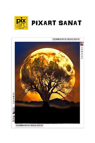 pixartsanat Full Moon And Dried Tree 40x50 PixArt Art Diamond Mosaic Painting Diamond Turkey