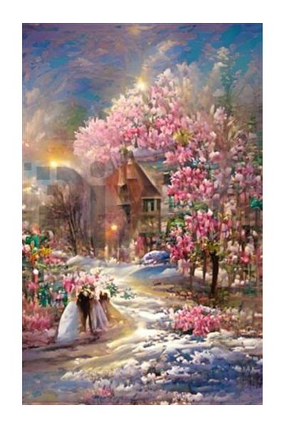 pixartsanat Pink Winter Flowers Pixart Art 38*51
