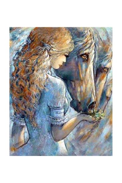 pixartsanat Woman Feeding Horses Pixart Art Diamond Mosaic Painting Diamond Turkey 64*79