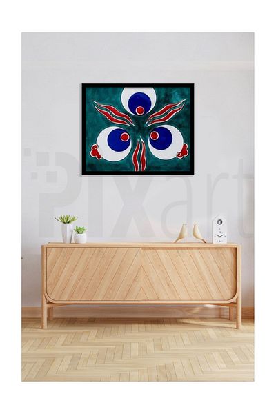 pixartsanat Pattern on Green Background Pixart Art Diamond Mosaic Painting Diamond Turkey 63*52