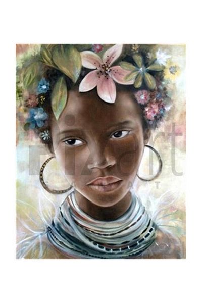 pixartsanat Girl with Flower Hair Pixart Art Diamond Mosaic Painting Diamond Turkey 43*53