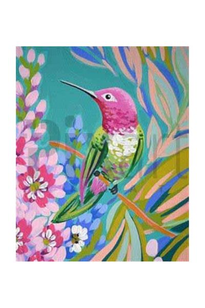 pixartsanat Pink Hummingbird Pixart Art Diamond Mosaic Painting Diamond Turkey 42*52