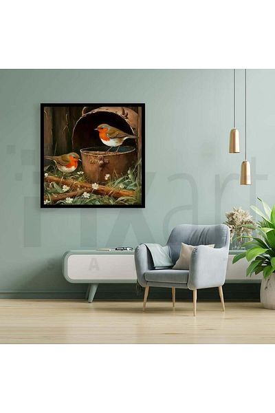 pixartsanat Bird Flower 30*30 Cm Pixart Art Diamond Mosaic Painting Diamond Turkey
