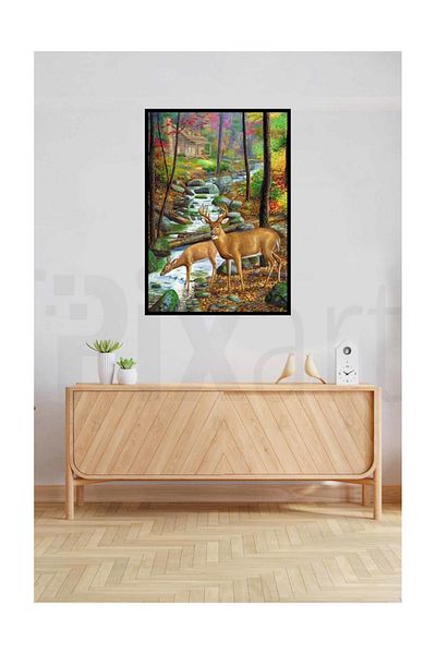 pixartsanat Deers for Water Pixart Art Diamond Mosaic Painting Daimond Türkiye 43*60