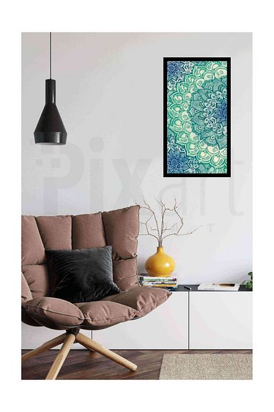 pixartsanat Blue Green Patterns Pixart Art Diamond Mosaic Painting Diamond Turkey 45*80