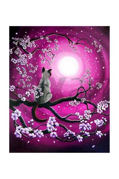 pixartsanat Nature and Kitten in Space Pixart Art Diamond Mosaic Painting Diamond Türkiye 43*53