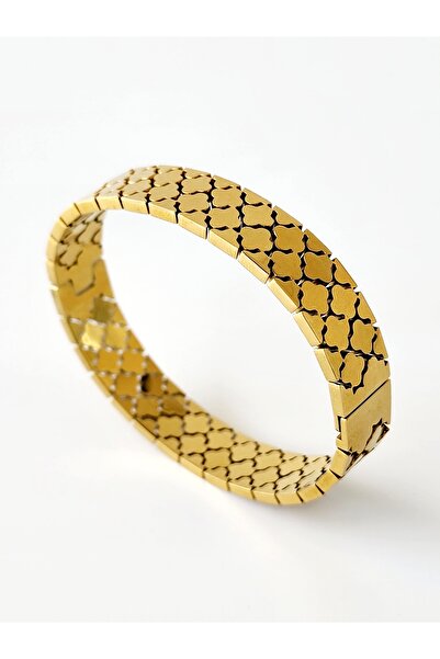 ANGELSS JEWELLERY Gold Yonca Örgülü Van Cleef Kelepçe Bileklik (YONCA MODEL K...