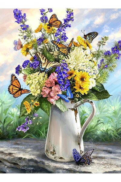 pixartsanat 40X60 Pixart Art Mosaic - Butterfly and Flower Patterned Painting