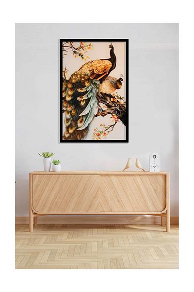 pixartsanat Magnificent Peacocks on Branch Pixart Art Diamond Mosaic Painting Daimond Turkey 35*55