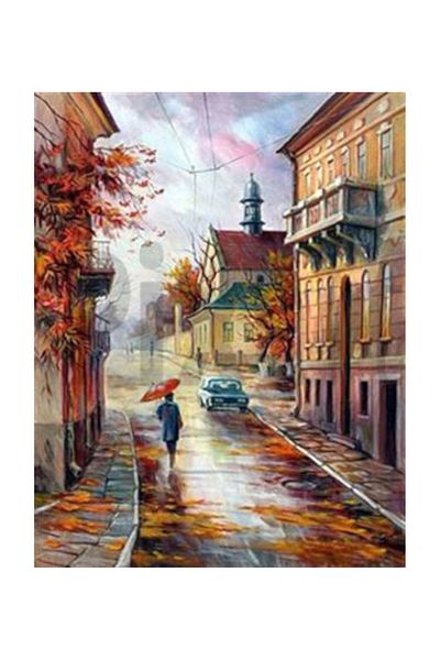 pixartsanat Rainy Autumn Pixart Art Diamond Mosaic Painting Diamond Turkey 40*50