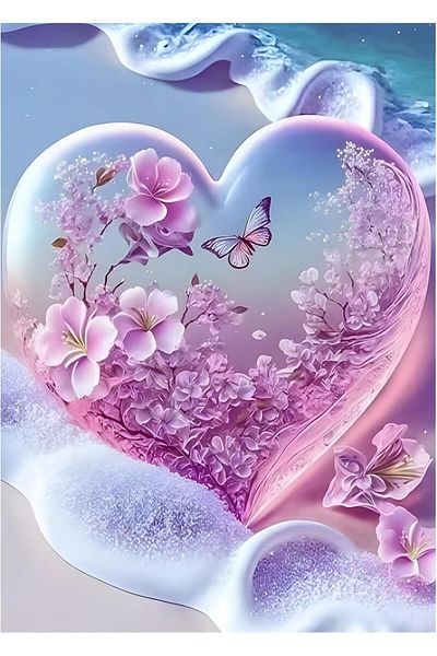 pixartsanat Pixart Art - Diamond Painting with Heart Diamond Mosaic, Turkey 30X40