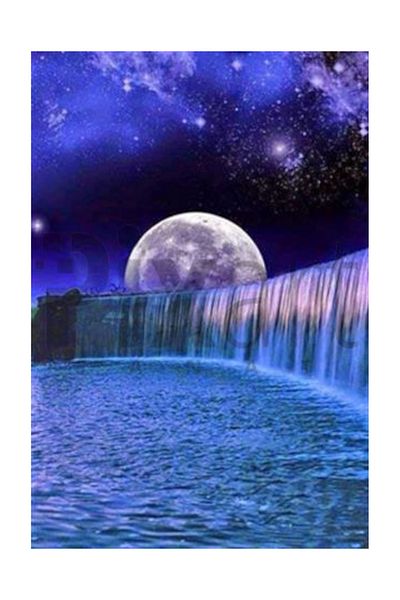 pixartsanat Magnificent Night Waterfall Pixart Art Diamond Mosaic Painting Diamond Turkey 53*75