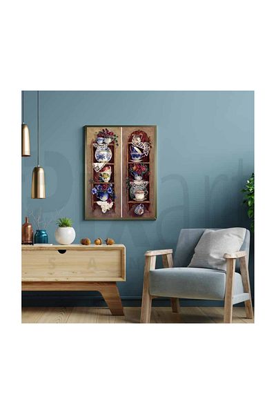 pixartsanat Cups on the Shelf Pixart Art Diamond Mosaic Painting Diamond Turkey 46*56