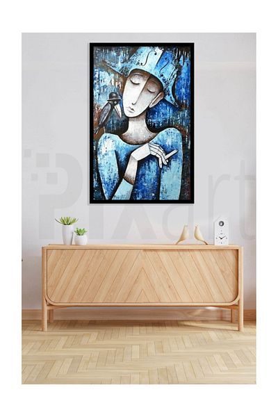pixartsanat Blue Woman Pixart Art Diamond Mosaic Painting Diamond Turkey 43*66
