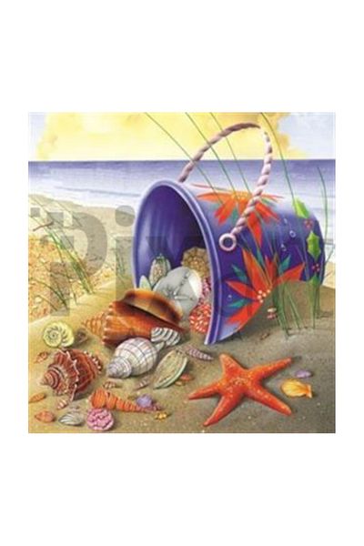 pixartsanat Seashells in the Bucket Pixart Art Diamond Mosaic Painting Diamond Turkey 48*51