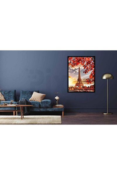pixartsanat Eiffel Tower on Sunset 30*40 PixArt Art Diamond Mosaic Painting Diamond Turkey