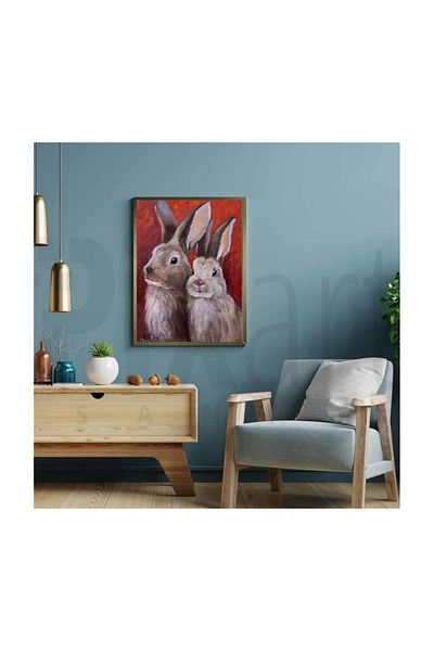 pixartsanat Two Rabbits Pixart Art Diamond Mosaic Painting Diamond Turkey 40*50