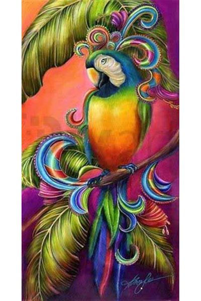 pixartsanat Colorful Feathered Parrot Pixart Art Diamond Mosaic Painting Diamond Turkey 37*70