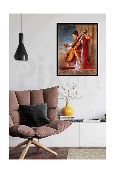 pixartsanat Cello And Woman Pixart Art Diamond Mosaic Painting Diamond Turkey 51*66